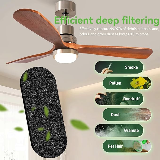 16 Pack Ceiling Fan Filter, Ceiling Fan Filters for Blades, Unscented Activated Coconut Shell Carbon Ceiling Fan Air Filter-Easy-Stick Ceiling Fan Air Filters, Universal Ceiling Fan Blade(5mm thick)