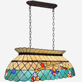 Capulina Tiffany Pool Table Light Pendant Light Fixture 3 Light Amber Green Style Stained Glass Chandelier for Billiard Room Kitchen Island Dining Room
