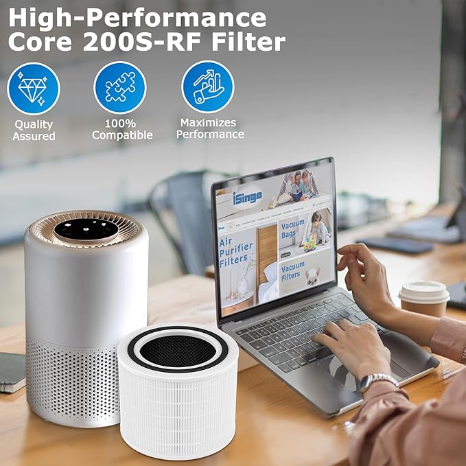 Core 200S Replacement Filter for LEVOIT Core 200S Smart WiFi Air PuriFier, 3-in-1 HEPA Filtration High-Efficiency Activated Carbon Pre-Filter, Core 200S-RF, 3 Pack