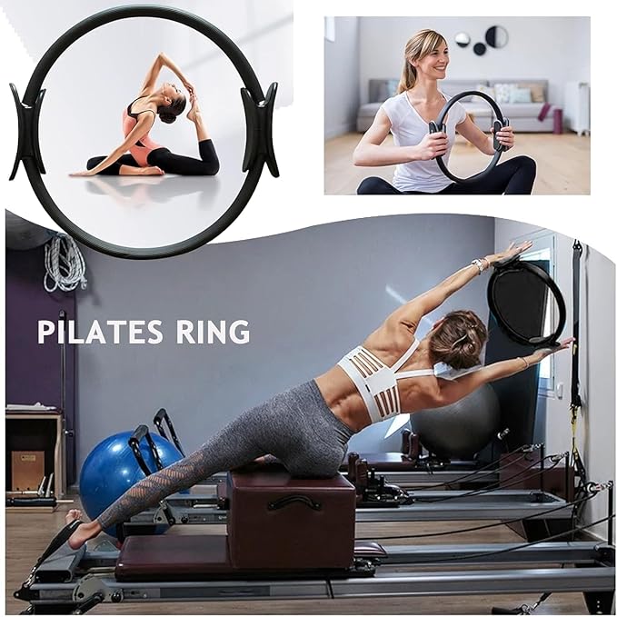Pilates Set – Home Pilates Equipment for Women Kit with Magic Circle Pilates Ring and Ball Set, Resistance Bands & Massage Balls & Exercise Bands for Toning，Flexibility & Core Strength-FlexoryFit
