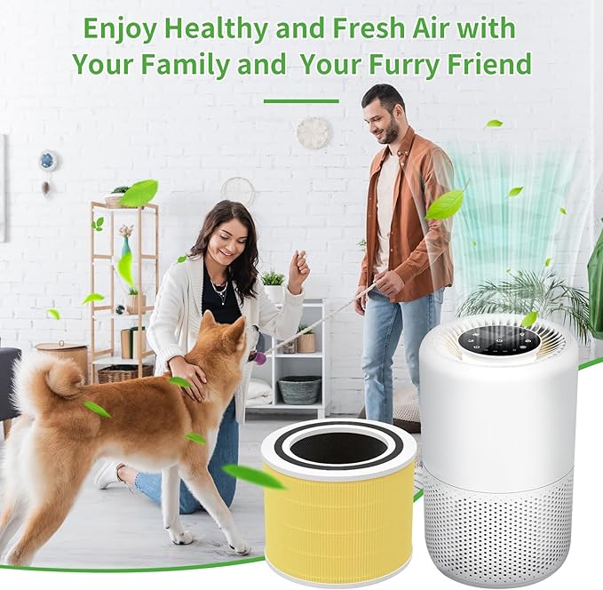 Core 200s Air Purifier Pet Care Replacement Filter Fit for LEVOIT, 3-in-1 Filter System, High Efficiency Activated Carbon, Core200-RF-PA, 2 Pack, Yellow