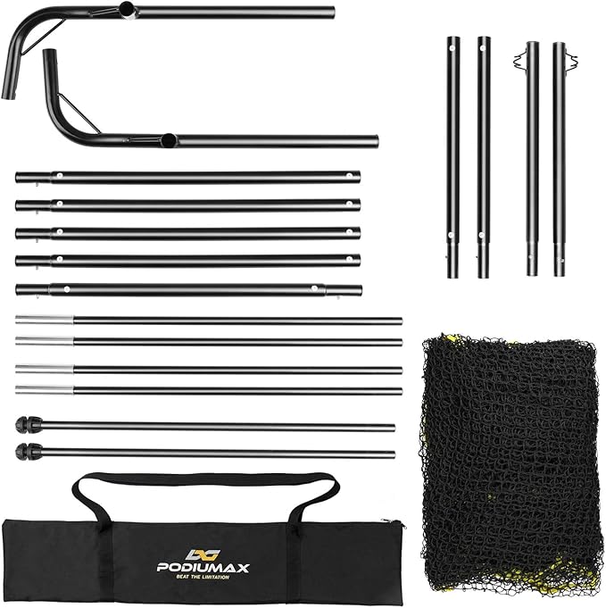 PodiuMax Golf Net, 10x7ft Golf Practice Net with Noise Reduce Silk Target Driving Real Balls, Hitting Nets for Backyard Garage, Improve Chipping Putting Pitching, Gift for Men & Golfers