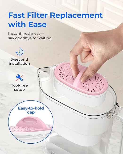 [Original] Waterdrop Magnesium Replacement Filters for All Waterdrop Pitcher and Dispenser, Reduces Chlorine, Odors, Improved Coffee Taste, Last Up to 2 Months or 100 Gallons (3 Packs)