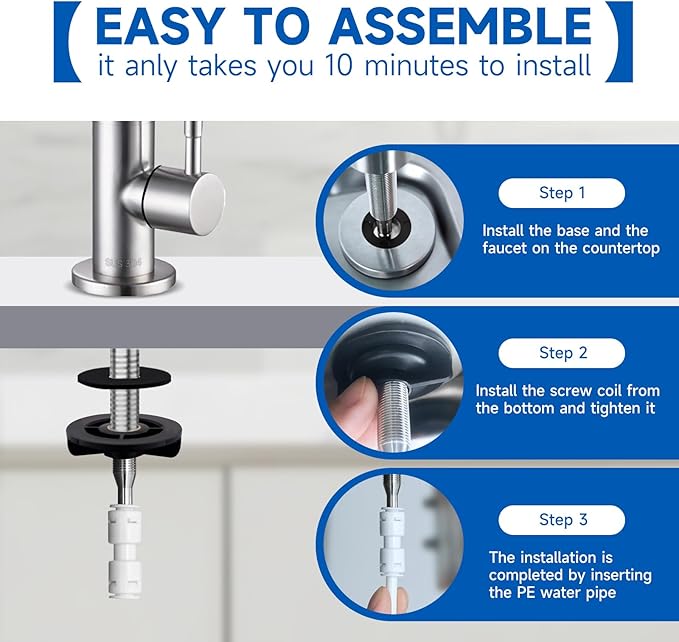 Drinking Water Faucet, Kitchen Water Filter Faucet Stainless Steel for Reverse Osmosis or Water Filtration System, Beverage Non-Air Gap RO Faucet Brushed Nickel Finish