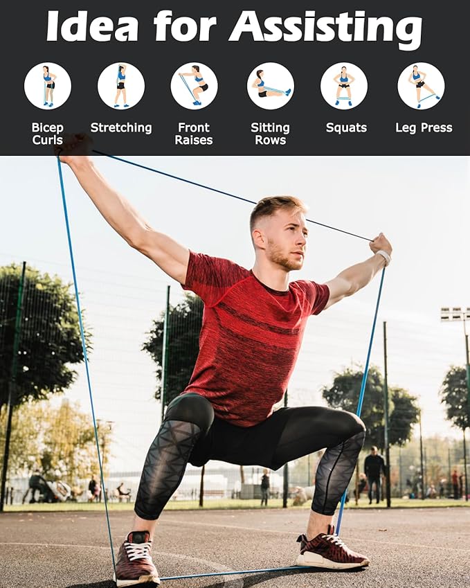 Zacro Resistance Bands, 6 Resistance Levels Pull Up Assistance Bands, Exercise Bands for Men&Women, Heavy Duty Resistance Band Set with Door Anchor, for Working Out, Muscle Training, Physical Therapy-FlexoryFit