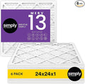 Simply 24x24x1 Air Filter, MERV 13, MPR 1500, 6 Pack, For Home AC Furnace & HVAC (Actual Size: 23.75"x23.75"x0.75") DUST, Pet, & Allergy Control