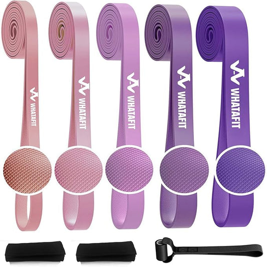 WHATAFIT Resistance Bands, Pull Up Assistance Bands, Exercise Bands, Workout Bands Set for Men and Women Home Fitness, Body Stretching, Strength Training, Physical Therapy-FlexoryFit