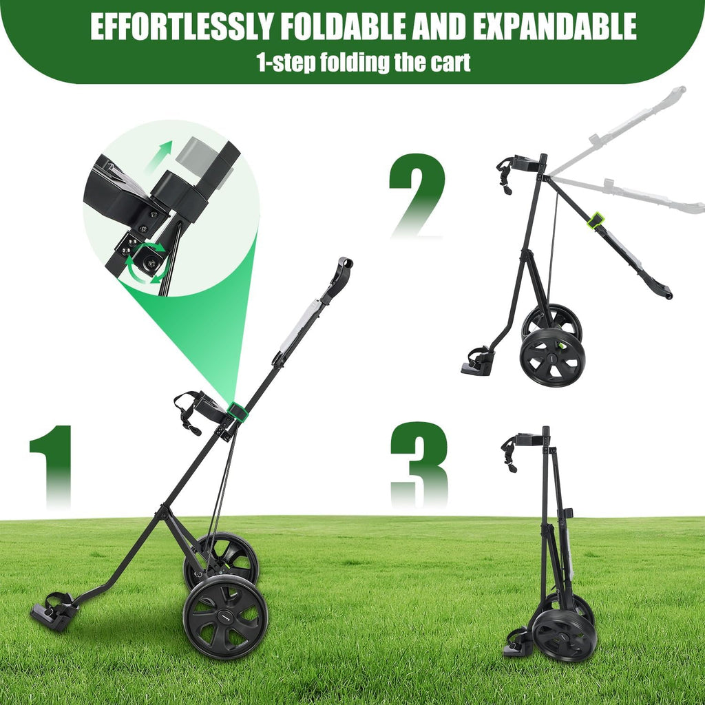 Golf Push Cart Series: 2-Wheel, 3-Wheel, 4-Wheel & 360° Swivel Front Wheel