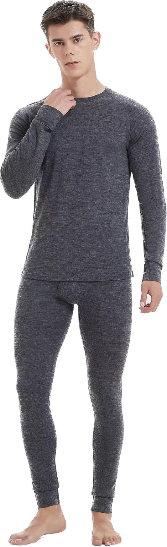Iguana Mens 100% Merino Wool Base Layer Sets for Ski Lightweight Thermal Underwear-FlexoryFit