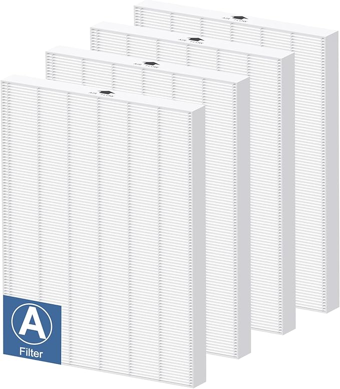 [4 Pack] 115115 Replacement Filter A Size 21 for Winix PlasmaWave C535, 5300, 5300-2, P300, 6300, 6300-2, AM90, 9000, 5000, 5000B, C909, 9800 Air Purifiers, 4 HEPA Filter, White