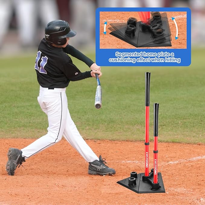 Eastgoing Heavy Duty Baseball and Softball Portable Travel Batting Tee.Adjustable 5-Position Baseball and Softball Batting Tee.Hitting Tee for Any Age Player Baseball