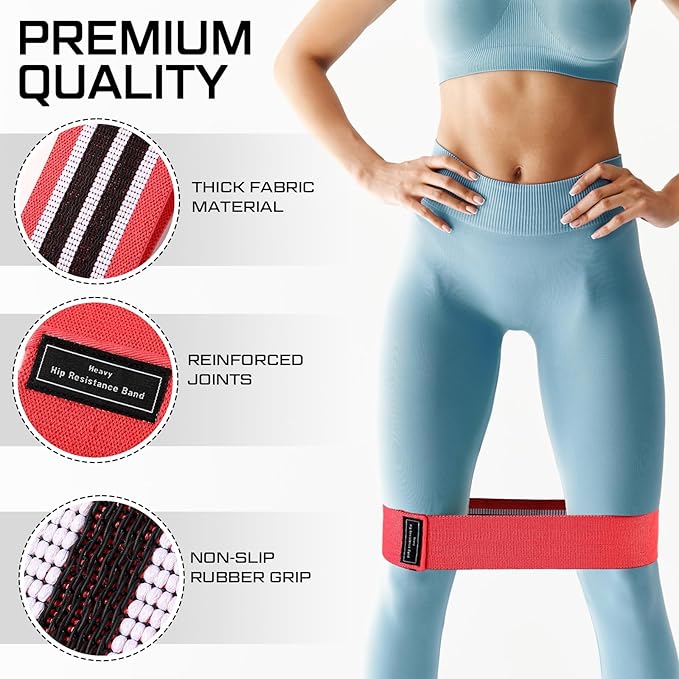 12 Pcs Fabric Resistance Bands for Working Out Booty Workout Stretch Exercise Bands Non Slip for Legs Squat Resistance Loop for Women Men Starter Butt Hip Thigh Fitness-FlexoryFit