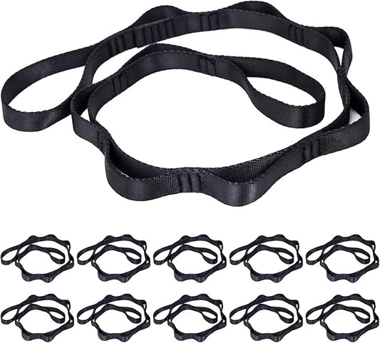 10PCS Nylon Daisy Chain Straps 23 KN for Aerial Yoga Hammock Swing Adjustable Aerial Silk Extender Hanging Rope for Aerial Yoga Belts 3.6FT 5.9FT Long-FlexoryFit