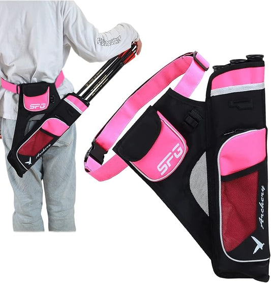 SOPOGER Archery Hip Quiver for Arrows - 3 or 4 Tube Bow Belt Quiver Waist Hanged for Youth Teens Adults Compound Bow Recurve Bow Target Shooting