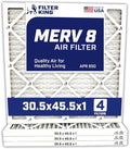 Filter King 30.5x45.5x1 Air Filter | 4-PACK | MERV 8 HVAC Pleated A/C Furnace Filters | MADE IN USA | Actual Size: 30.5 x 45.5 x .75"