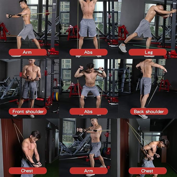 WHATAFIT Resistance Bands, Exercise Bands，Resistance Bands for Working Out, Work Out Bands with Handles for Men and Women Fitness, Strength Training Home Gym Equipment-FlexoryFit