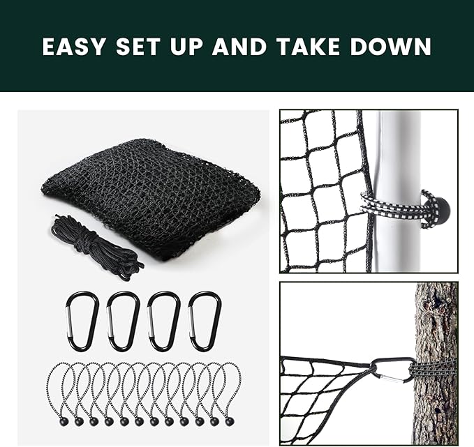 Sports Netting,Hitting Net with 33Feet Nylon Rope for Golf, Baseball, Hockey, Soccer, LAX and More