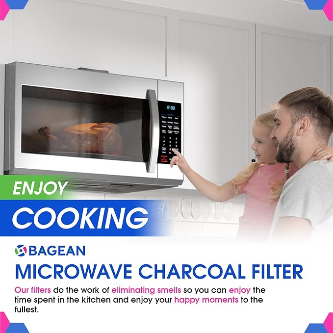 Bagean Grease Microwave Vent Filter W10208631A and Charcoal 8206230A Whirlpool Microwave Filter Replacement Combo Pack - Aluminum Mesh and Carbon Filters Refresh The Kitchen Stove Oven Air (2-Sets)