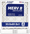 Filter King 33.5x61.5x1 Air Filter | 4-PACK | MERV 8 HVAC Pleated A/C Furnace Filters | MADE IN USA | Actual Size: 33.5 x 61.5 x .75"