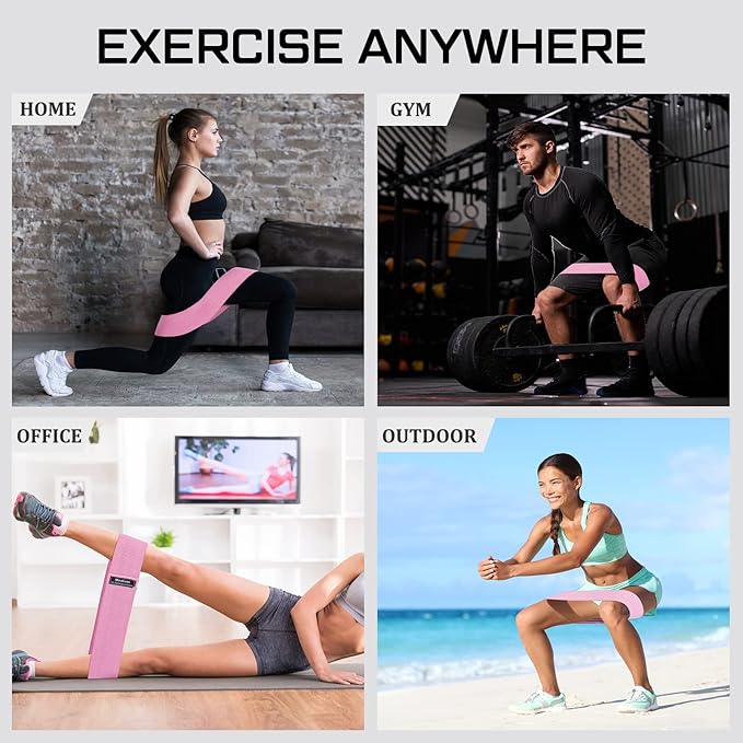 12 Pcs Fabric Resistance Bands for Working Out Booty Workout Stretch Exercise Bands Non Slip for Legs Squat Resistance Loop for Women Men Starter Butt Hip Thigh Fitness-FlexoryFit