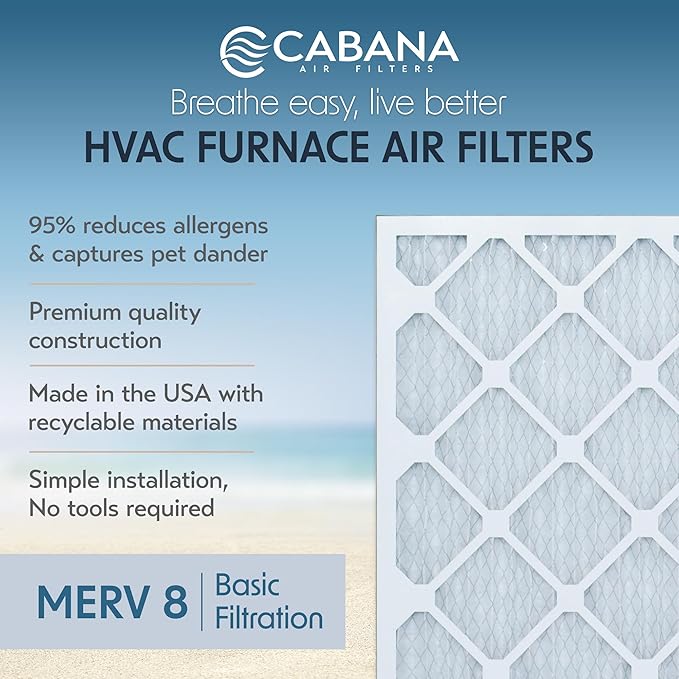 Cabana Filters 6-Pack 20x30x1 MERV 8 AC Furnace Air Filter - Image 2