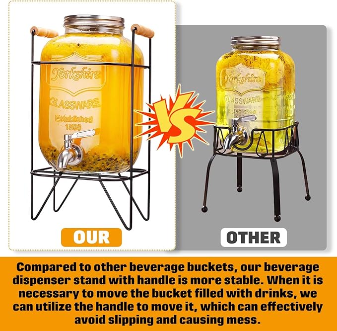 Tfwadmx 1 Gallon Drink Dispenser for Parties, Beverage Dispenser With Stand Lemonade Dispenser Iced Tea Pitcher Party Beverage Dispenser for Lemonade, Juice, Punch, Water, Outdoor, Daily Use