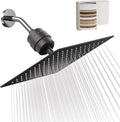 Filtered Shower Head with 20-Stage Shower Filter,Two Replacement Filter Cartridges,Rain Shower head High Pressure for Removing Chlorine and Harmful Substances(10 Inch, Matte Black)