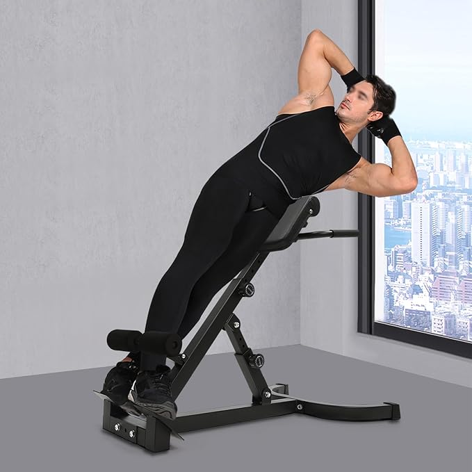 Hyper Back Extension Roman Chair, Multi-Functional Bench for Full All-in-One Body Workout, Adjustable Ab Sit up Bench Decline Bench Flat Bench for Home Exercise-FlexoryFit