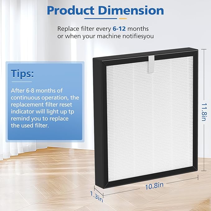 LINNIW TZ-K2 Replacement Filter Compatible with ToLife Air Purifier TZ-K2, 3-in-1 High-Efficiency HEPA Activated Carbon and Pre-filter, TZ-K2-A replacement filter, 3 Pack