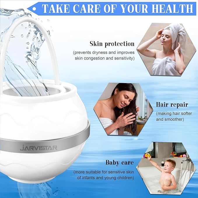 Bath Filter for Tub Faucet - 2500 Gallons of Filtration Reduces Contaminats - Reusable Hanging Bathtub Water Filter - No Installation Needed for Home Use, BPA-Free, White