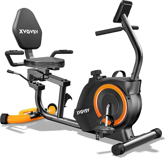 Recumbent Exercise Bike for Home Use, Quiet Recumbent Stationary Bikes for Adults & Seniors, 16-Level Resistance, Adjustable Seat, Supports 400LB, Pulse Sensors & LCD Display