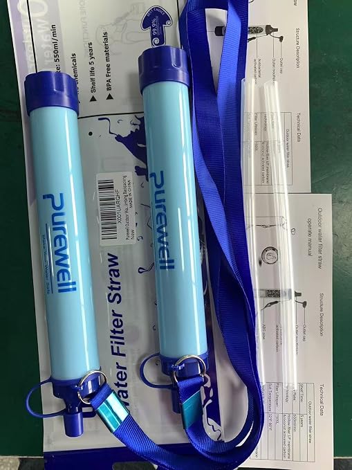Purewell Outdoor Water Personal Water Filtration Straw Emergency Survival Gear - Image 2