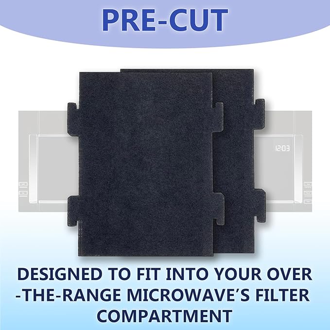 Replacement Charcoal Air Filters for Over-the-Range Microwave Hood Vents - Compatible With KitchenAid and Whirlpool Models, Made in USA – 2 Pack