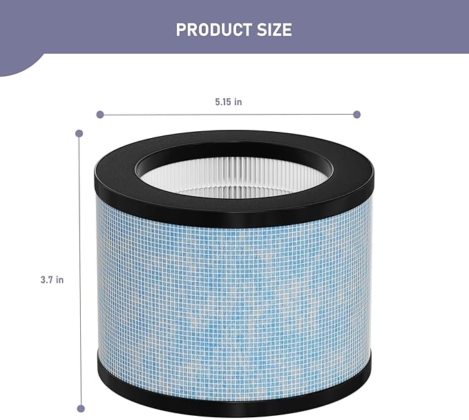 TZ-K1 DH-JH01 HEPA Replacement Filter Compatible with AROEVE MK01 MK06 MG01JH, ToLife TZ-K1, FreAire KN6391 and Kloudi DH-JH01 Air Cleaner Purifier, Pack of 2