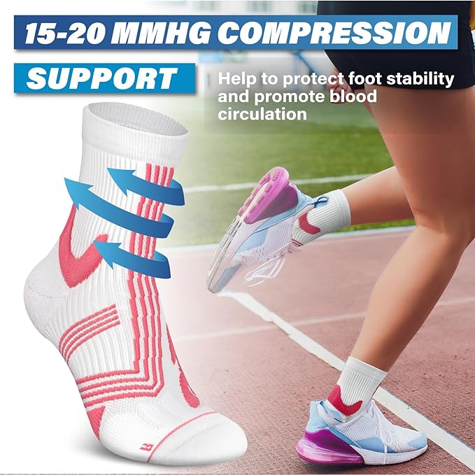 Hylaea Quarter Athletic Running Socks No Blister, Cushion Moisture Wicking Socks for Cycling Sport-FlexoryFit