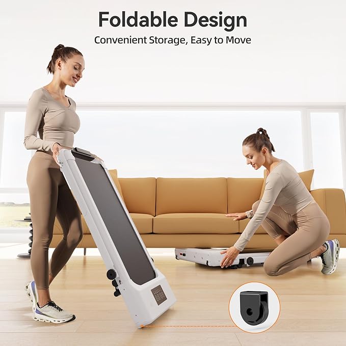 Walking Pad Treadmill with Handle bar, 3.0HP Small Foldable Treadmills for Home with APP Remote Control and LED Display, 7.5MPH Portable Treadmill 300 Lbs Capacity-FlexoryFit
