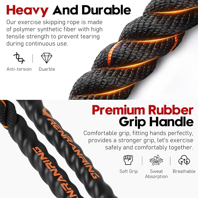 Weighted Jump Rope for Men and Women, 3lb 4lb 5lb Adult Heavy Skipping Rope, Jumprope for Fitness,Workout Equipment, Fitness Equipment for Home Gym Exercise,Improve Strength and Building Muscle-FlexoryFit