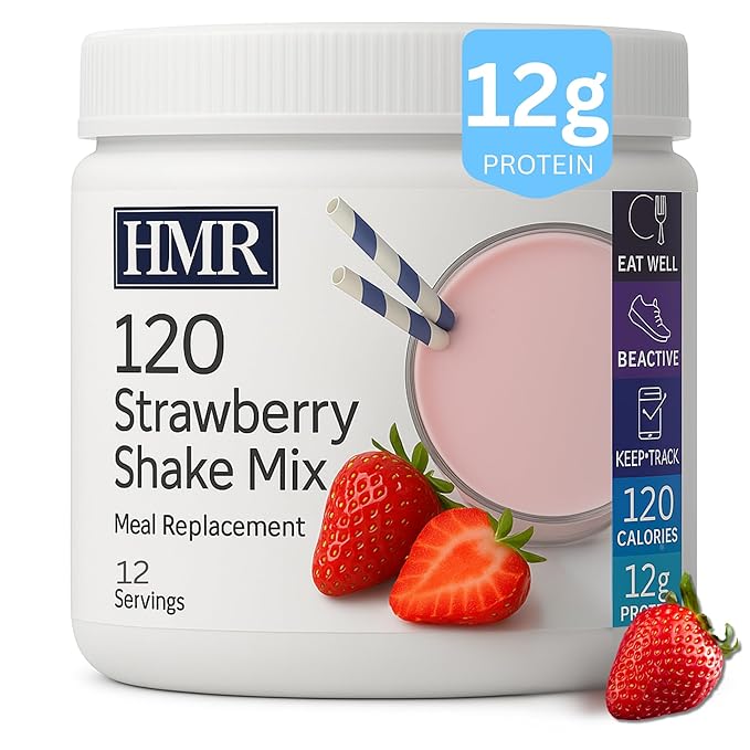 HMR 120 Shake Meal Replacement Powder | Strawberry Shake Mix to Support Healthy Weight Loss | 12g of Protein | Nutritional Drink | Low Calorie Food | 12 Servings-FlexoryFit