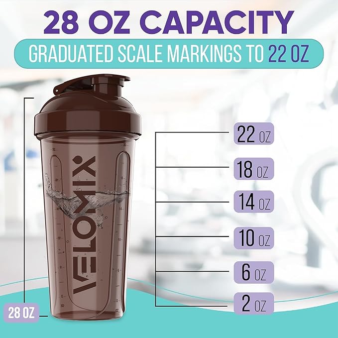 '-2 Pack- 28 oz Protein Shaker Bottles for Protein Mixes - 2x Wire Whisk | Leak Proof Shaker Cups for Protein Shakes | Protein Shaker Bottle Pack | Shakers for Protein Shakes-Brown Colors-FlexoryFit