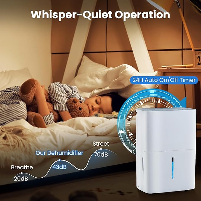 ARLIME 65 Pints Dehumidifier for Home, 5000 Sq.Ft Energy Star Dehumidifier w/24H Timer, LED Display, Child Lock, Drain Hose& Auto Defrost for Bedroom Basement Garage Office (65 Pints)
