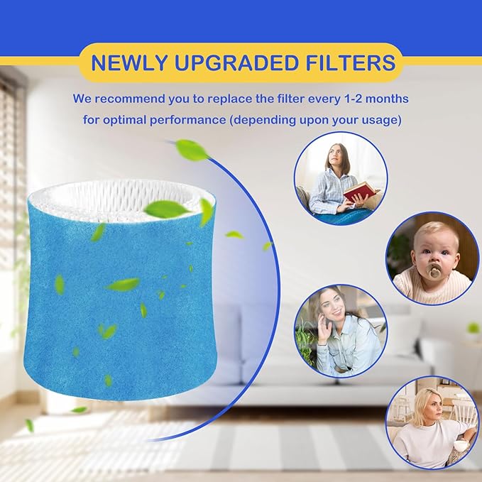 Humidifier Wicking Filter Replacement 2.0 Compatible with Canopy Bedside and Nursery Humidifier 2.0, Wood Pulp & Paper Filter, 4 Pack (Blue)