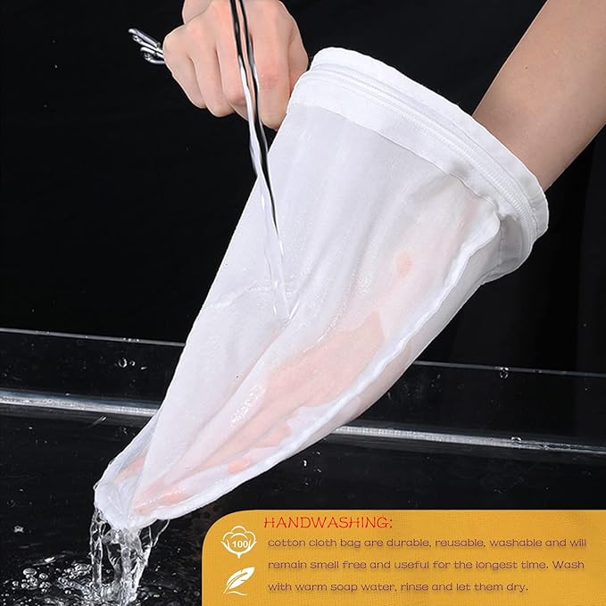 WMKGG Ultra Fine Mesh Strainer Bags, Reusable Filter Bags with Stainless Steel Handle Frame for Filter NutMilk, Coffee, Milk, Butter, Juices and Fresh Cheese (Large Size)(8.6"Wx13.4"D)