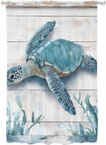 Sheer Curtains 63 Inch Length, Teal Green Sea Turtle Semi Sheer Curtains Light by Unknown
