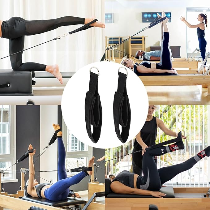 Pilates Double Loop Straps for Reformer, D Ring Straps Handle, Yoga Exercise Straps, 2 PCS-FlexoryFit