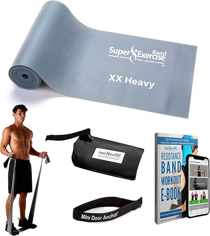 7Ft Long Resistance Bands for Stretching - Resistance Bands Set with Door Anchor - Exercise Bands Including Carry Pouch, E-Book & App - Latex-Free Workout Bands-FlexoryFit