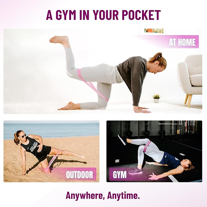 Fabric Mini Resistance Bands Sets for Trainers, Bootcamp, Gym for Men and Women in Fun Colors - Ebook, Videos and Workout Chart Included by Iron Core Fitness-FlexoryFit