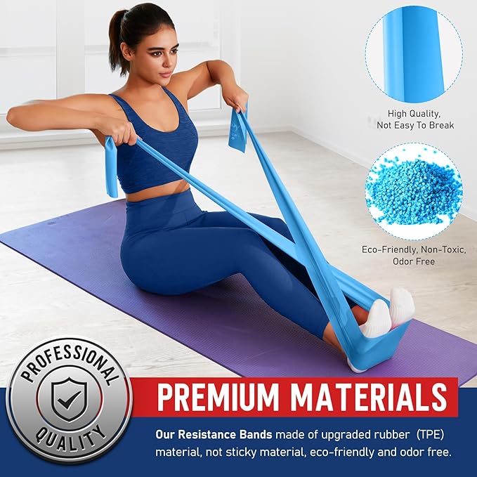WALITO Resistance Bands for Working Out, Exercise Bands for Women and Men, Workout Bands for Physical Therapy, Stretch, Recovery, Pilates, Rehab, Strength Training and Home Gym-FlexoryFit