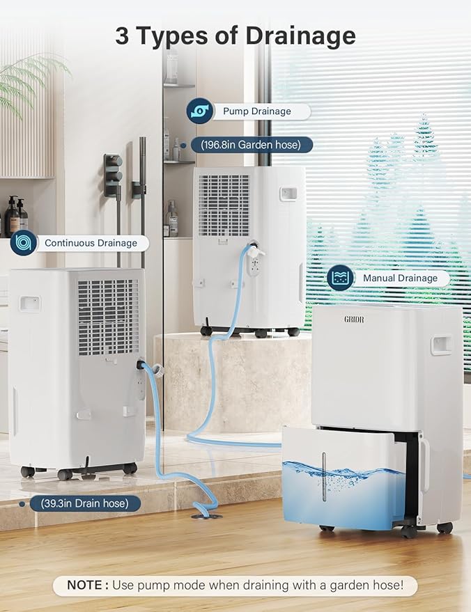 4500 Sq.Ft Energy Star Dehumidifier for Basement with Pump, Max 80 Pint/D(Standard 50Pint/D) Dehumidifier with Drain Hose, 8L Water Tank, Intelligent Humidistat, for Home, Bedroom, Bathroom