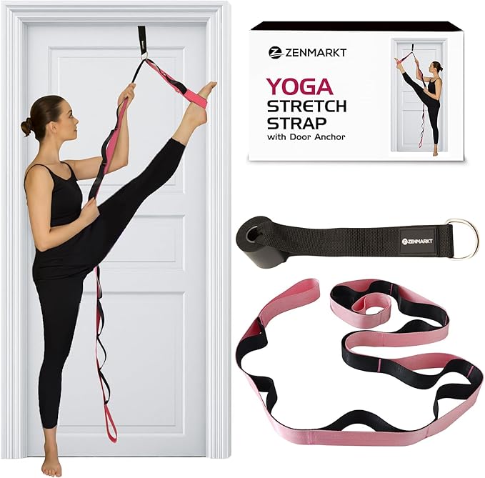 10-Loop Yoga Strap with Door Anchor – Stretch Strap for Flexibility, Deep Stretching, and Improved Balance – Perfect Yoga Accessory for All Fitness Levels-FlexoryFit