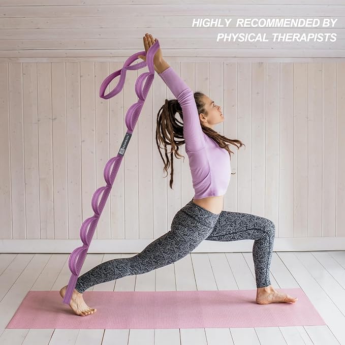 Premium Durable Stretch Straps with Loops, Stretching Strap for Physical Therapy, Multi-Loop Yoga Strap Fitness Exercise Strap for Yoga, Pilates, Dance, Flexibility&Exercise-FlexoryFit